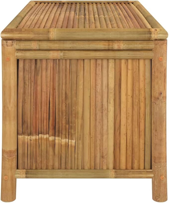 Outdoor Storage Box, Bamboo Fiber Garden Deck Box for Patio and Backyard, Large Rectangular Storage Container for Cushions and Tools, 35.4 x 35.4 x 21.7 in, Natural Finish