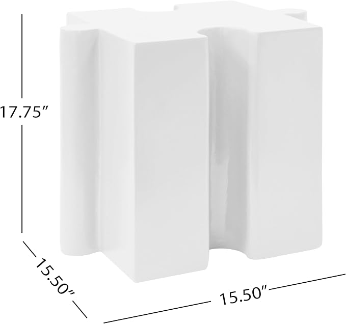 Christopher Knight Home Daton 3 Piece Interlocking Outdoor Side Table Set, Modular Lightweight Concrete Coffee Table, Convertible MGO End Table for Indoor&Outdoor, Design for Creative Set Up, White