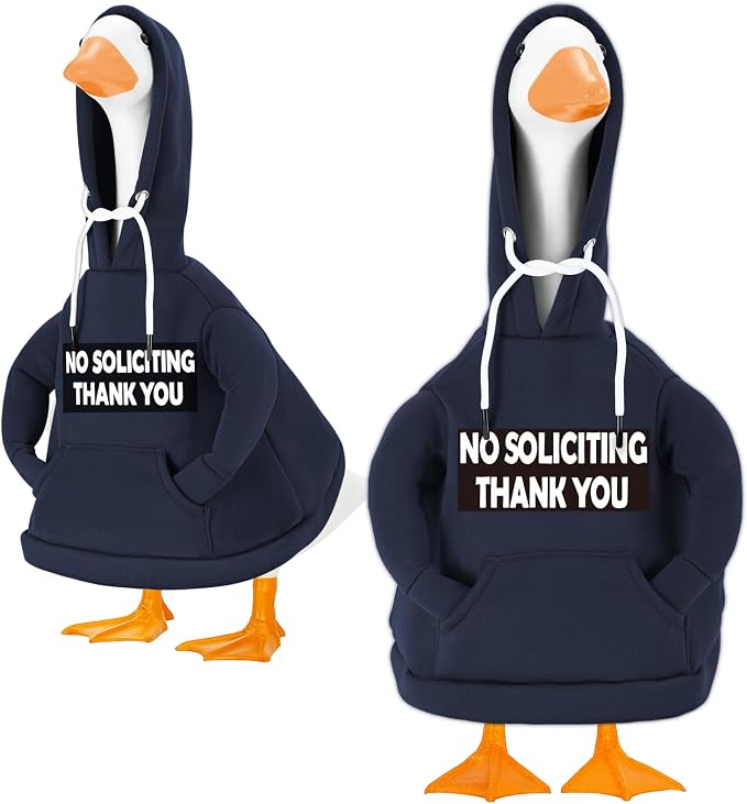 Porch Goose Hoodie Outfits for 23 Inch Porch Goose & Duck Statues-No Soliciting Goose for Front Porch Yard Classic Hoodie Goose Clothes for Concrete Geese