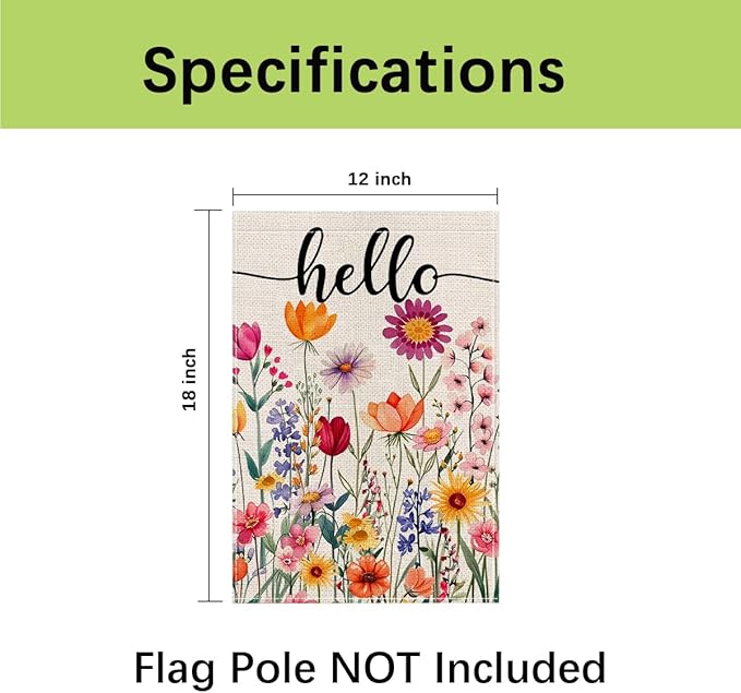 wyooxoo Spring Summer Flower Garden Flag 12x18 Inch Double Sided Vertical Welcome Garden Flag Outside Farmhouse Yard Outdoor Decoration (G)