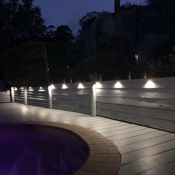 FVTLED 30pcs Low Voltage LED Deck Light Kit Φ1.38 Waterproof Outdoor Step Stairs Garden Yard Patio Landscape Decor Lights Cold White Lamp