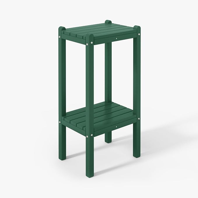 WestinTrends Malibu 36" Outdoor Adirondack HDPE 2-Tier Patio Side Table, Dark Green