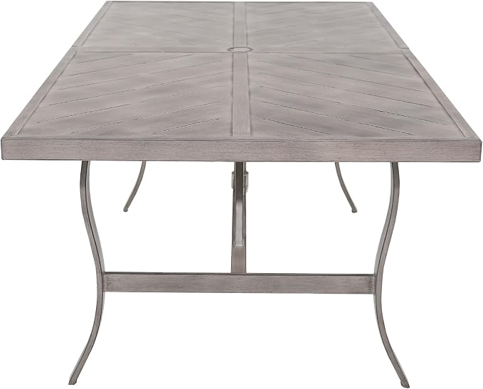 Ulax furniture Outdoor Patio Dining Table - Weather-Resistant Aluminum Frame Tabletop - Umbrella Hole for Garden, Backyard, Picnics