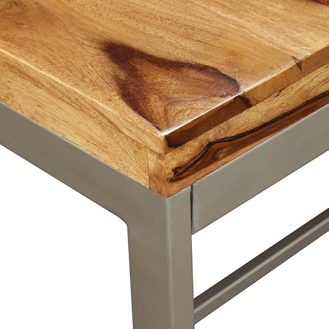(Fast Shipments) Garden Table Outdoor Dining Table for Patio, Backyard, Balcony, Outdoor Indoor Furniture Dining Table Solid Sheesham Wood and Steel 70.9"