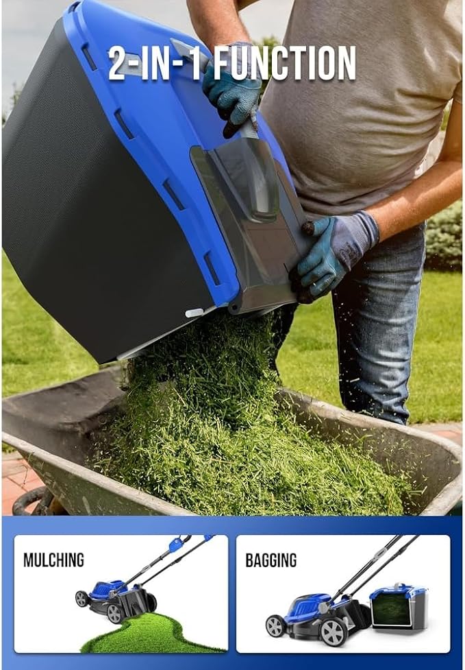 Lawn Mower 40V Brushless Cordless Electric with 5 Cutting Height Adjustments