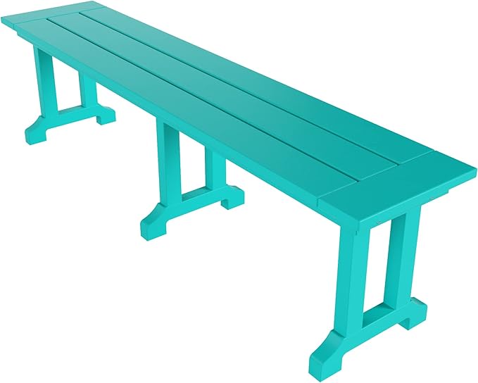 WO Home Furniture Adirondack Patio Dining Chair Table Bench Set of 6 PCS Rectangle Dinner Table Dining Arm-Chairs (Turquoise)