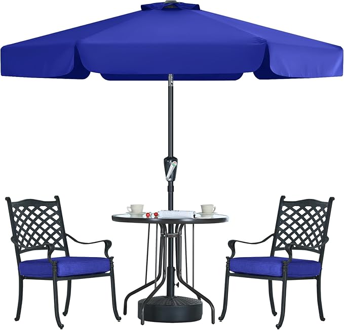 MASTERCANOPY 7.5ft Patio Umbrella with Valance, Crank and Tilt – 6 Ribs Outdoor Market Umbrella, UV/Fade Resistant, Waterproof Canopy with Wind Vent for Garden, Deck, Backyard, Pool (Blue)