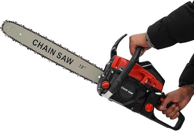 Gas Chainsaw 18 Inch, 58CC 2-Stroke Gasoline Chainsaw, 2200W Single Cylinder Air-cooled Petrol Chain Saw for Garden Pruning, Forest Logging, Firewood Cutting