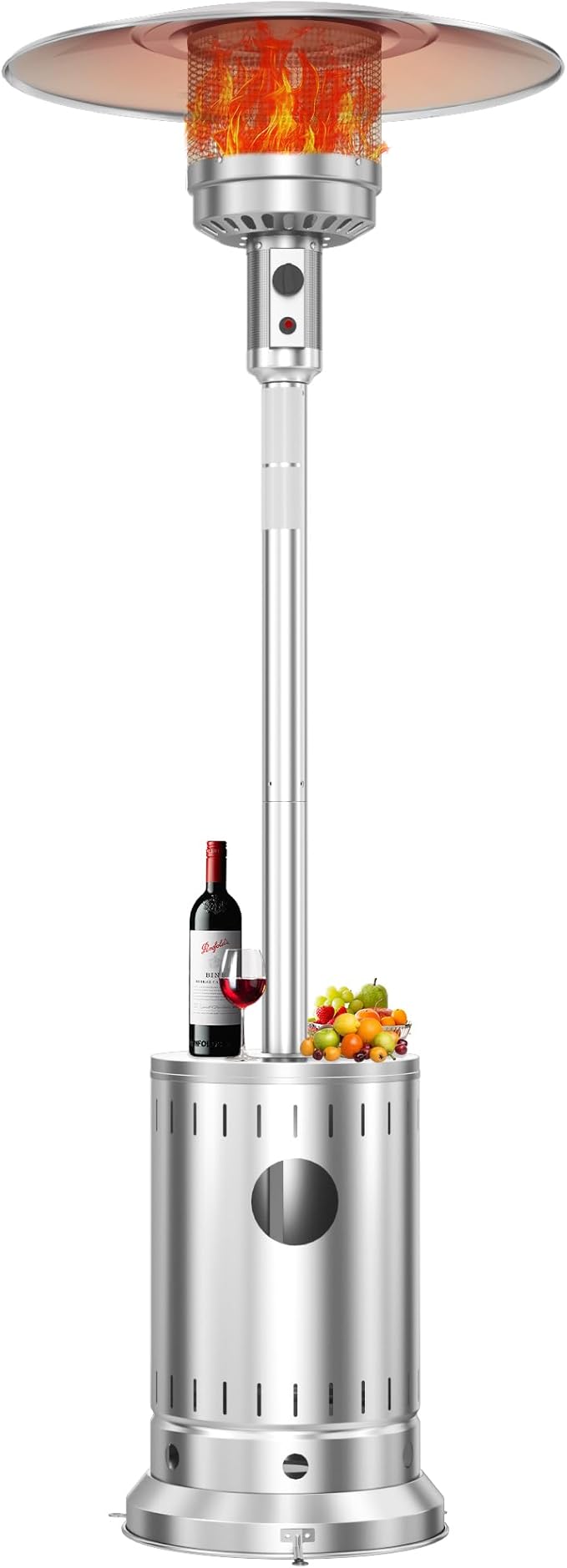 DIAMONDFORGE 50,000 BTU Stainless Steel Patio Heater - Propane Patio Heater with Double-Layer Stainless Steel Burner, Space Heater, Outdoor Heaters with Wheels Used for Garden, Patio and Residential
