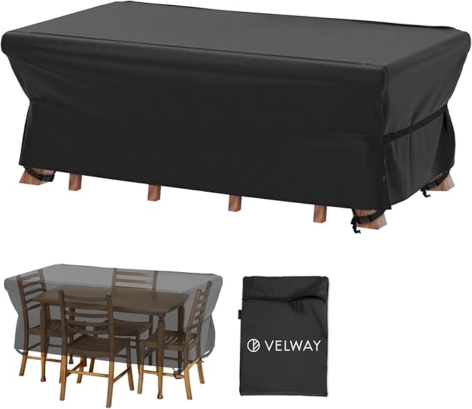 Velway Patio Table Chairs Set - Square Waterproof 76"L x 54"W x 28"H Outdoor Bistro Dining Set - Fire Pit Table Cover - Furniture Cover - Small Rectangle Ultra Windproof UV-Resistant