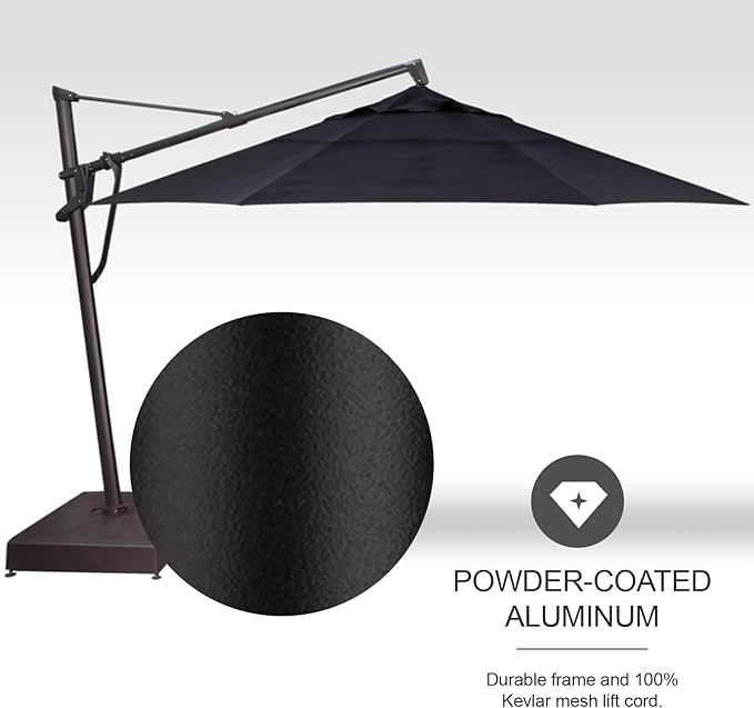 Treasure Garden AKZ PLUS Cantilever Umbrella 13' Obravia Navy Canopy and Black Frame with Stationary Base