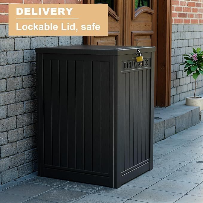 EFU Large Package Delivery Box,Storage Box with Lockable Secure,Double-Wall Resin Outdoor Package Delivery