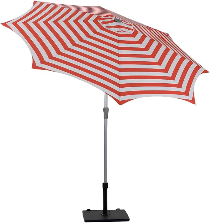 Tempera Patio Umbrellas Arc Edge Outdoor Table Market Umbrellas with Crank & Pust Button Tilt|Auto-Tilt, 8 Steel Ribs, High Color-Fastness Canopy