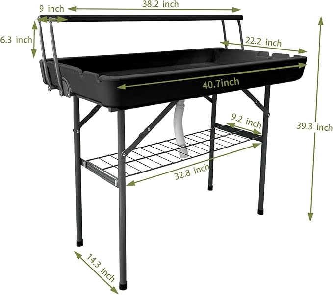 2 Tiers Portable Folding ice Cooler Table with Storage Rack & Drain Hose, Perfect Picnic Table for Camping, Beach, Backyard Parties, Weddings, Events, Black