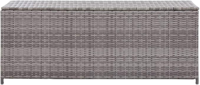 Patio Storage Box,Outdoor Cushion Storage,Outdoor Toy Storage,Outdoor Towel Storage,for Indoor or Outdoor Cushion Storage, Garden Tools Box Container Gray 59.1"x19.7"x23.6" Poly Rattan