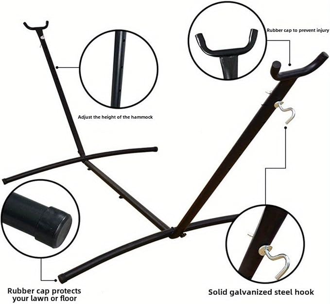 Hammock with Space Saving Steel Stand Included 2 Person Heavy Duty Outside Garden Yard Outdoor Hammocks and Portable Carrying Bag