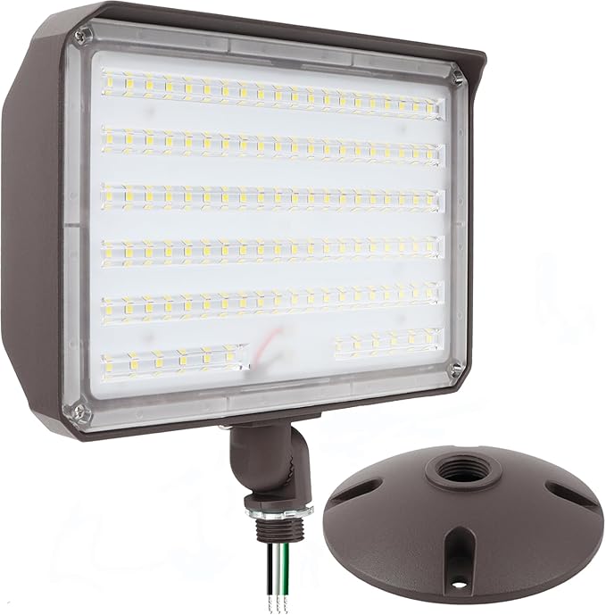 80W Outdoor LED Flood Light Dusk to Dawn with Knuckle, 11200LM 600W Equivalent, 100-277V 5000K Daylight, ETL Commercial LED Flood Light Fixture, Outdoor Security Lighting for Landscape/Parking Lot
