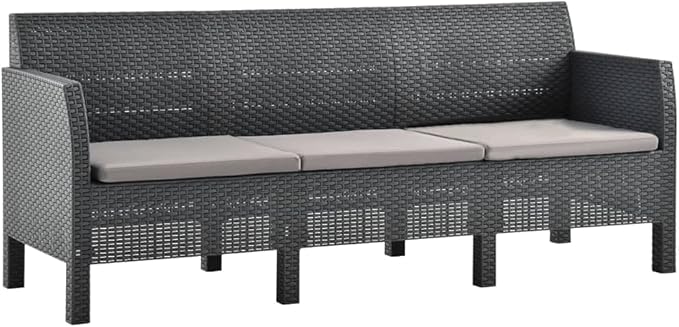 Patio Lounge Set with Cushions,Outdoor Conversation Furniture Sets,Outdoor Furniture Sets,for Lawn,Garden,Backyard,2 Piece PP Rattan Anthracite