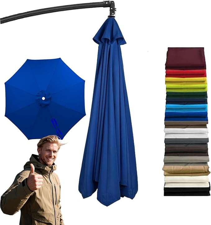 11FT 8Ribs Cantilever Umbrella Replacement Canopy,2026 Upgraded Patio Umbrella Canopy Replacement Cover,Uv-Resistant Protection Waterproof Cantilever For Garden, Backyard, Pool