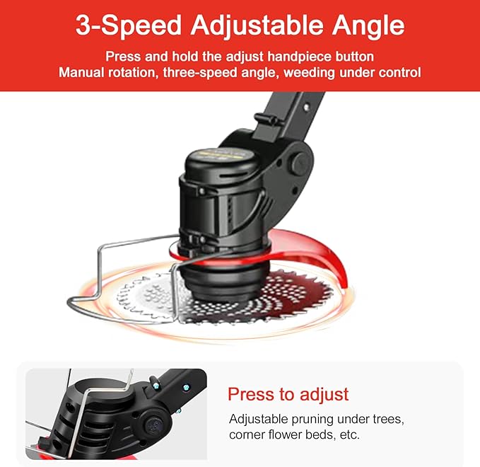 Weed Wacker Battery Powered, 21V 2Ah Battery Powered Cord Trimmer with 2 Batteries and 3 Blades,Weed WackerSuitable for patios and Gardens (Black)