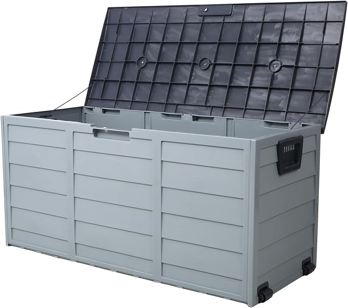 75 Gallon Resin Deck Box for Outdoor Storage Plastic Gray