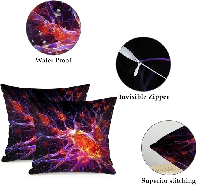 22x22 Inch Outdoor Pillow Covers Set of 2 Waterproof Throw Pillow Covers Decorative Couch Cushion Covers Magic Cells Square Pillowcases Protectors for Patio Garden Sofa