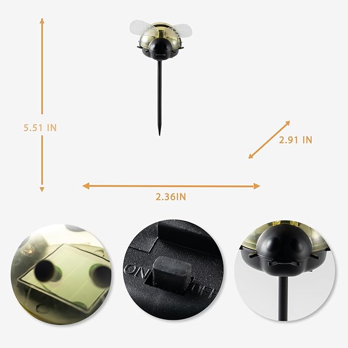 Rezpuao Solar Lights for Outside 3 Pack Solar Garden Bee Stakes Outdoor Lights for Yard Patio Decor