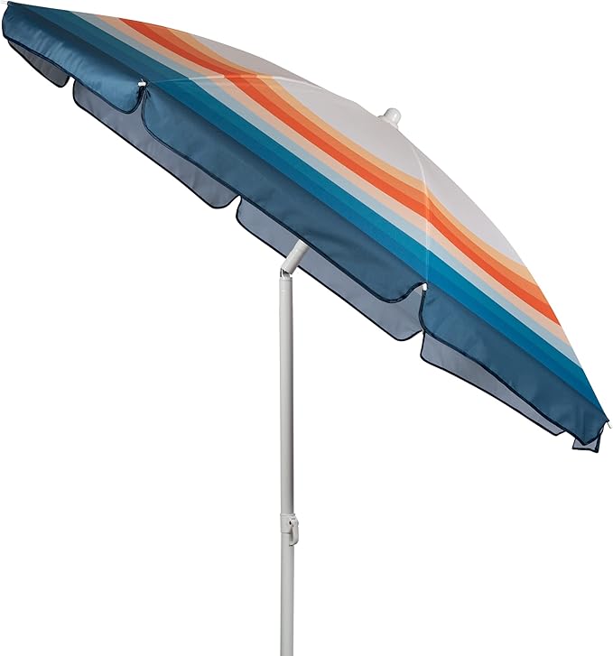PICNIC TIME 5.5 Ft Portable Beach Umbrella, Lightweight UV Protection Sunshade with Tilt Pole & Carry Bag, Outdoor Canopy Umbrella for Beach, Sand, Pool, Patio, Camping, Travel, or Backyard Shade, (Phoenix Stripe)
