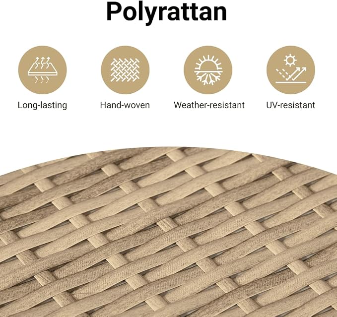 vidaXL Patio Table, Outdoor Dining Table, Patio Furniture, Rectangular Garden Table for Lawn Backyard, Beige Poly Rattan Acacia Wood