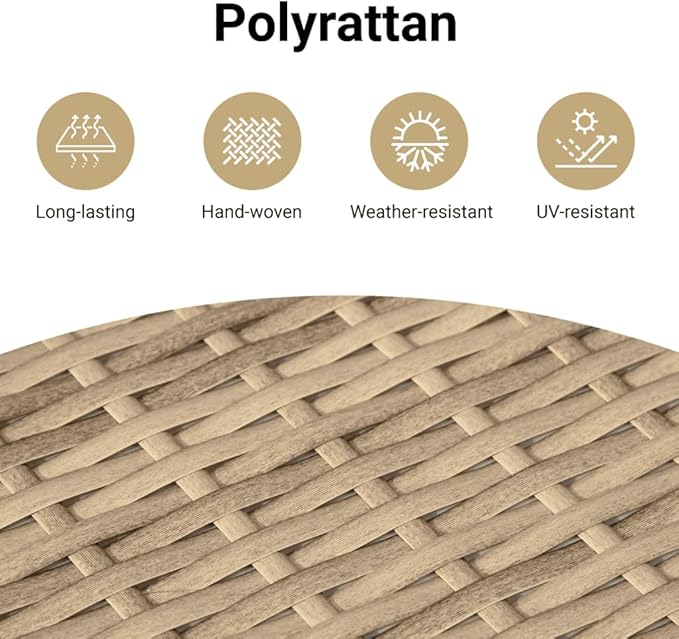 vidaXL Patio Table, Outdoor Dining Table, Patio Furniture, Rectangular Garden Table for Lawn Backyard, Beige Poly Rattan Acacia Wood