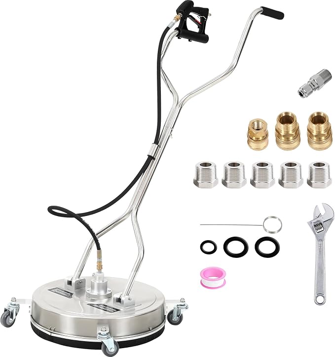 18 Inch Pressure Washer Surface Cleaner FAHKNS 18" Power Washer Accessory for Driveways Sidewalks Patios Decks,4 Wheels,1/4" Quick Plug,4000PSI Surface Cleaner