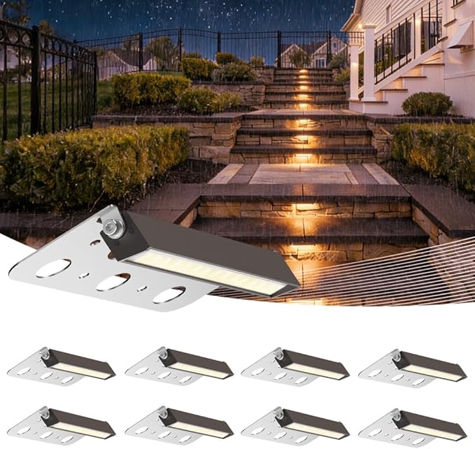 JESLED 8Pack 7inch LED Retaining Wall Lights, 5W Landscape Lighting, LED Hardscape Lighting,12V Paver Lights Low Voltage Hardscape Lights, 5W Outdoor Step Lights, 2700K Warm White, Waterproof