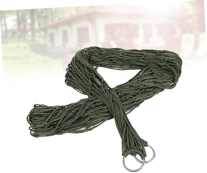 2pcs Portable Nylon Sleeping Swing Hammock Army Green Breathable Hanging Bed for Camping Hiking Picnic Outdoor Leisure and Relaxation