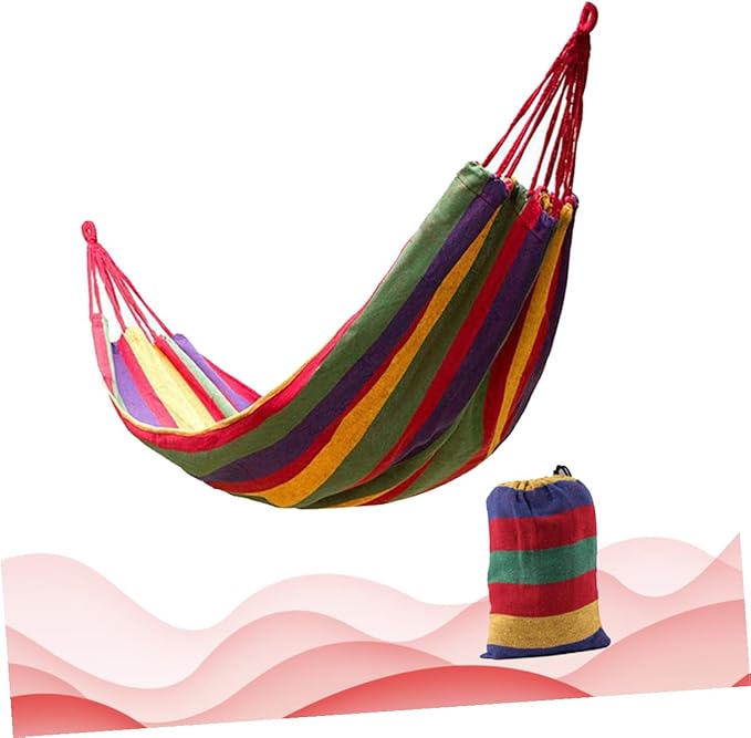 Abaodam Double Thickened Canvas Outdoor Hammock Swing Bed with Two Binding Ropes and Carry Bag Red Lightweight Camping Relaxation for Two Persons