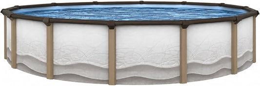 Lake Effect Pools 'Cozumel' 27 ft Round Above Ground Swimming Pool | 52 Inch Resin Protected Steel Sided Walls | Bundle Includes: 25 Gauge Overlap Liner & Widemouth Skimmer