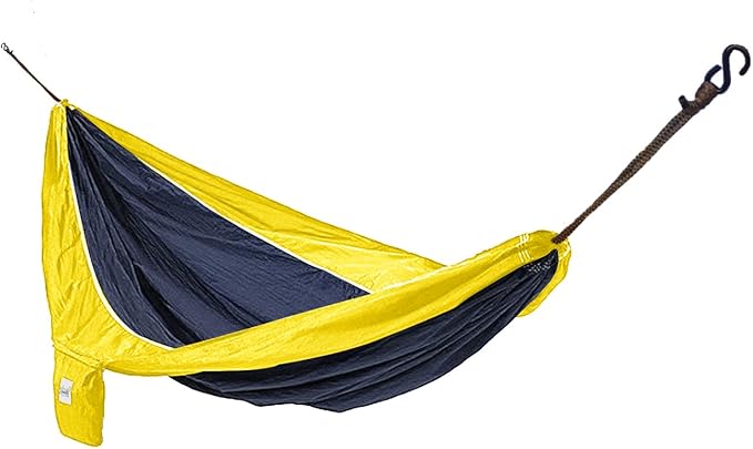 Hammaka Parachute Silk Lightweight Portable Double Hammock, Blue/Yellow