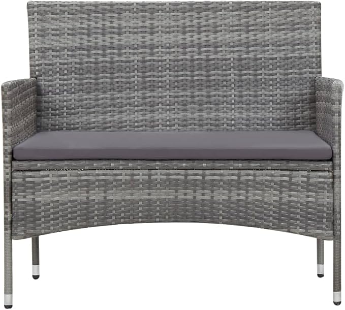 vidaXL Patio Furniture Set 5 Piece, Patio Conversation Set with Cushions, Outdoor Sectional Sofa with Coffee Table for Garden, Poly Rattan Gray