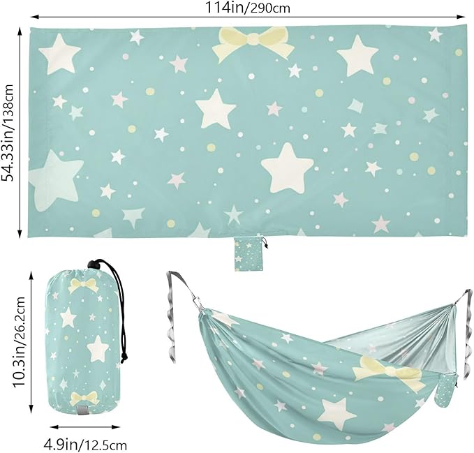Mint Green Star Bow 330lb Capacity Outdoor Hammocks with Tree Straps Backyard Hammock for Indoor Outdoor Patio hamaca inflable para Piscina