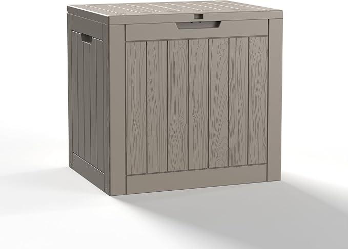 PatioZen 30 Gallon Resin Deck Box, Lockable Outdoor Storage Box for Patio Cushions Storage Furniture,Garden Tools, Pool Supplies, Weatherproof and UV Resistant (Grey)