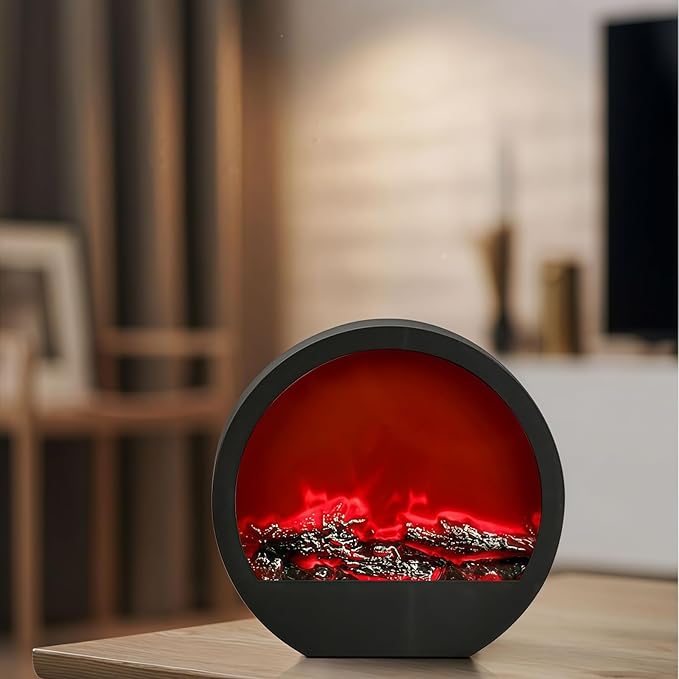 Simulated LED Fireplace Lantern Battery Powered Flameless Light with Simulation Flame Table Decorative Lamp Mini Fireplace Ornament for Cozy Home Decor Free Standing Electric Log Burner