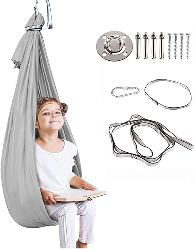 Indoor Outdoor Swing Therapy Sensory Swing + 360° Swivel Cuddle Hammock for Kids, with Sensory Disorders, Autism, ADHD, Anxiety Swings (Size : 100 * 280CM/39 * 110in)