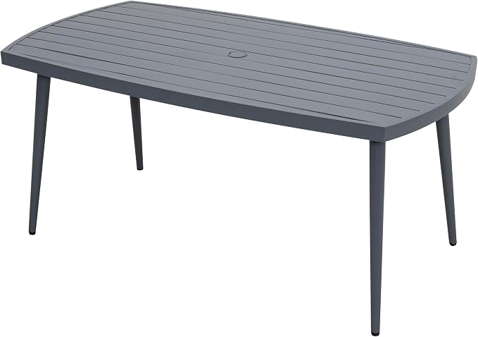NUU GARDEN Outdoor Dining Table with 1.97" Umbrella Hole, All Weather Outdoor Patio Table, 6-Person Aluminum Rectangle Dining Table, Bistro Table for Garden, Poolside, Backyard, Grey