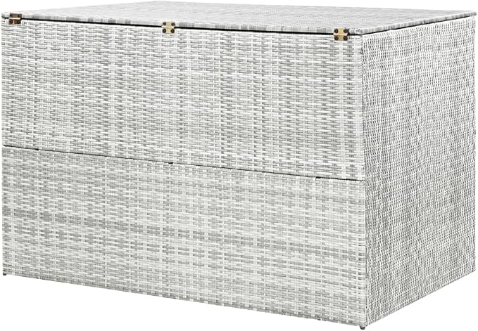 Patio Storage Box,Outdoor Toy Box,Outdoor Storage,Outdoor Cushion Storage, for Patio Furniture Cushion Storage Light Gray 59.1"x39.4"x39.4" Poly Rattan