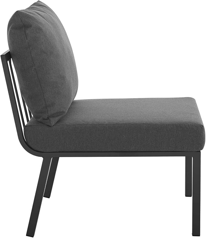 Modway Riverside 4 Piece Sectional Set with Armchair and Table, 61. 5" L x 114" w x 28" H, Gray Charcoal
