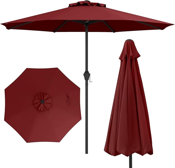 8.5 FT Patio Umbrella Outdoor Table Umbrella, Market Umbrella with Crank Handle, 8 Sturdy Ribs, Air Vent & Sun-Protective Canopy, Parasol for Garden, Backyard, Deck & Pool