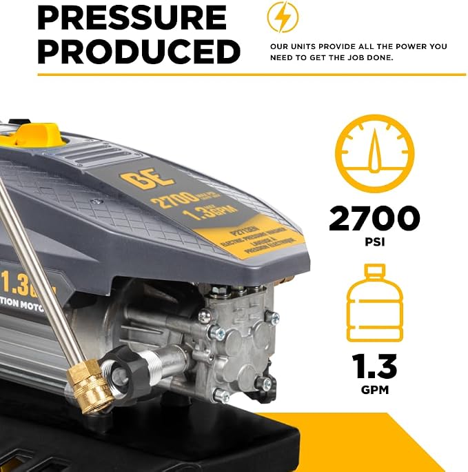 BE Power Equipment 2700 PSI 1.3 GPM Cold Water Corded Electric Pressure Washer