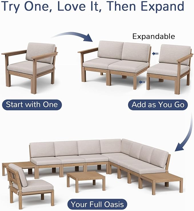Stoog Modular Corner Unit - Waterproof Connector for L-Shaped & U-Shaped Outdoor Sectional Sofas, Teak