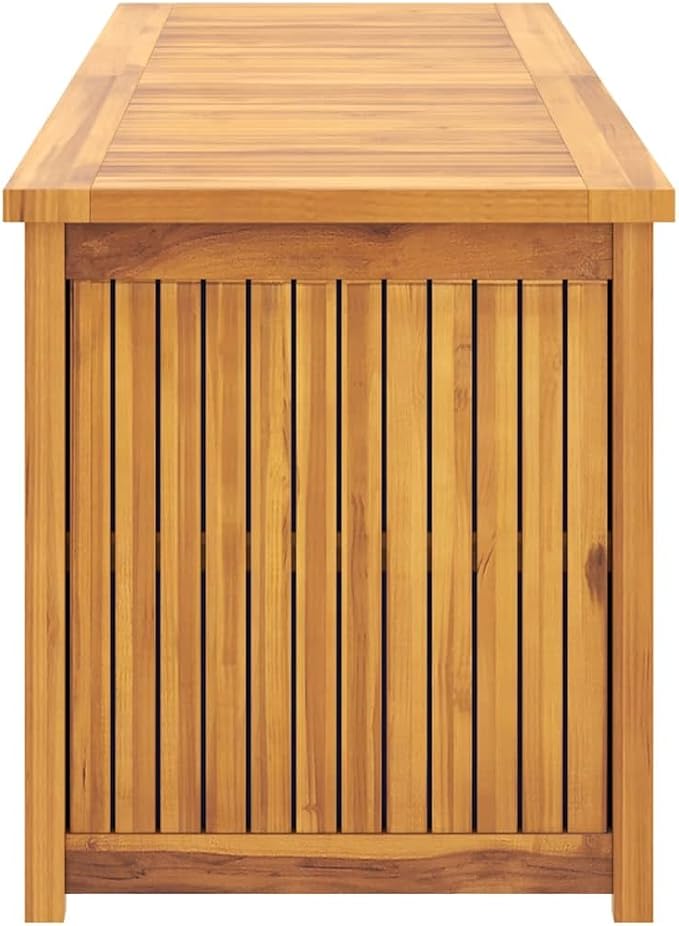 Large Teak Outdoor Storage Box, Deck Box 69x20x22 in, Patio Container for Cushions & Tools, Solid Wood Chest with Flip Lid, Rectangular Garden Cabinet for Balcony & Yard