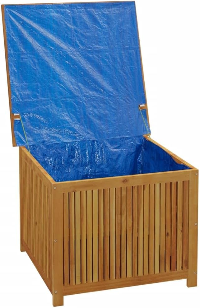 Wooden Patio Storage Box Outdoor Storage Container for Patio Furniture Cushions, Acacia Wood Deck Box, Garden Backyard Storage Box, 29.5"x29.5"x22.8" Solid Wood Acacia,-870
