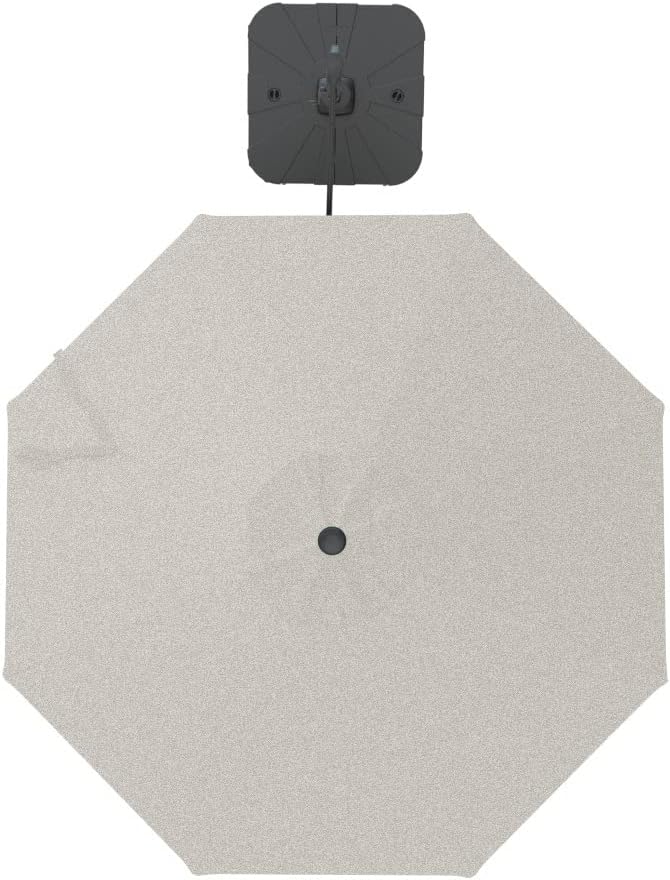 Midtown Umbrellas The Grande Round 10 FT Outdoor Cantilever Patio Umbrella w/Sunbrella Chartres Silk Acrylic Fabric - 8 Rib Aluminum Frame Offset w/Tilt And 360° Rotate Pedal System - Black Frame